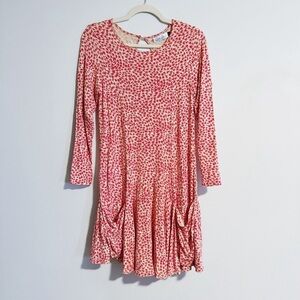 Ava Sky - Red and Cream Printed Dress